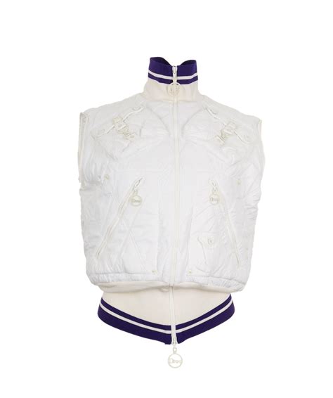 white dior vest|Dior puffer vest.